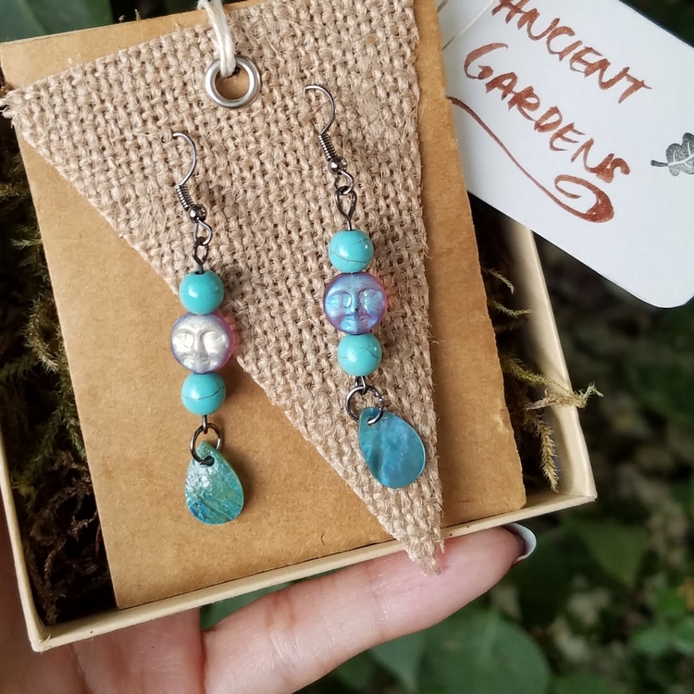 Blue moon dangle earrings